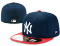 New York Yankees 59FIFTY Hat with Red Brim - Navy Blue