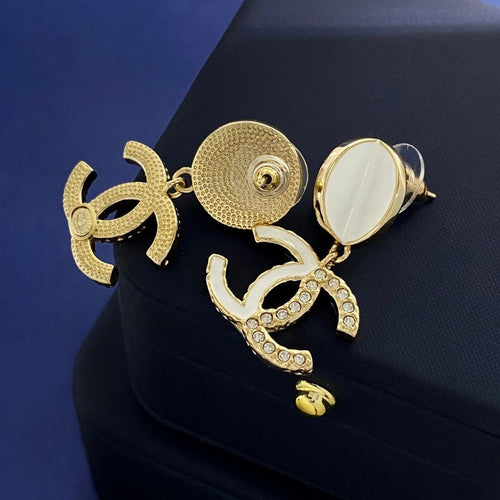 18K  Chanel Half Diamond Earrings